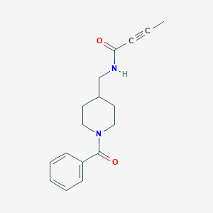 molecular formula C17H20N2O2 B2702954 N-[(1-Benzoylpiperidin-4-yl)methyl]but-2-ynamide CAS No. 2411285-86-2