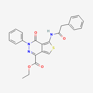 molecular formula C23H19N3O4S B2702959 乙酸4-氧代-3-苯基-5-(2-苯乙酰氨基)-3,4-二氢噻吩[3,4-d]吡啶-1-羧酯 CAS No. 851947-54-1