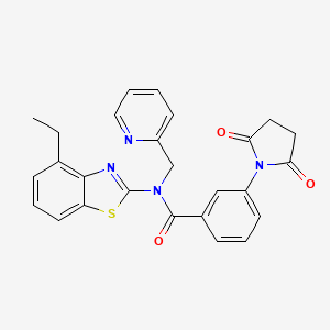 molecular formula C26H22N4O3S B2702964 3-(2,5-dioxopyrrolidin-1-yl)-N-(4-ethylbenzo[d]thiazol-2-yl)-N-(pyridin-2-ylmethyl)benzamide CAS No. 922665-57-4