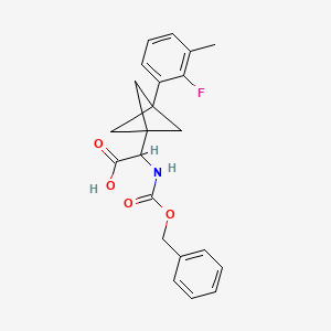 molecular formula C22H22FNO4 B2702970 2-[3-(2-Fluoro-3-methylphenyl)-1-bicyclo[1.1.1]pentanyl]-2-(phenylmethoxycarbonylamino)acetic acid CAS No. 2287266-28-6