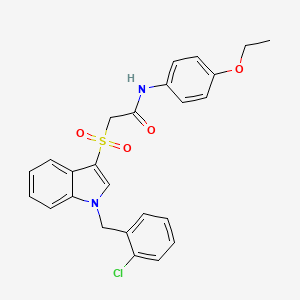 molecular formula C25H23ClN2O4S B2702977 2-[1-[(2-chlorophenyl)methyl]indol-3-yl]sulfonyl-N-(4-ethoxyphenyl)acetamide CAS No. 686749-05-3