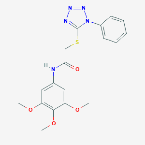 molecular formula C18H19N5O4S B270298 2-[(1-phenyl-1H-tetrazol-5-yl)thio]-N-(3,4,5-trimethoxyphenyl)acetamide 