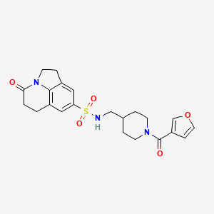 molecular formula C22H25N3O5S B2702992 N-((1-(呋喃-3-甲酰)哌啶-4-基)甲基)-4-氧代-2,4,5,6-四氢-1H-吡咯并[3,2,1-ij]喹啉-8-磺酰胺 CAS No. 1797285-85-8