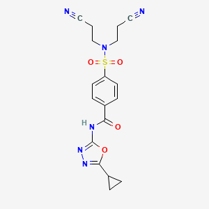 molecular formula C18H18N6O4S B2702993 4-[双(2-氰基乙基)磺酰氨基]-N-(5-环丙基-1,3,4-噁二唑-2-基)苯甲酰胺 CAS No. 850935-93-2