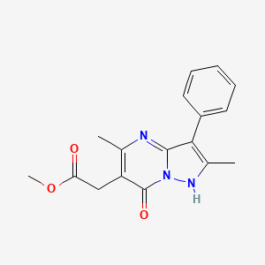 molecular formula C17H17N3O3 B2702994 Methyl (2,5-dimethyl-7-oxo-3-phenyl-4,7-dihydropyrazolo[1,5-a]pyrimidin-6-yl)acetate CAS No. 890007-92-8