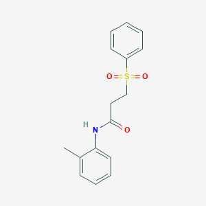 molecular formula C16H17NO3S B270300 3-(benzenesulfonyl)-N-(2-methylphenyl)propanamide 