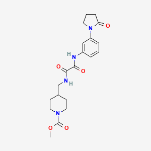 molecular formula C20H26N4O5 B2703003 Methyl 4-((2-oxo-2-((3-(2-oxopyrrolidin-1-yl)phenyl)amino)acetamido)methyl)piperidine-1-carboxylate CAS No. 1327252-97-0