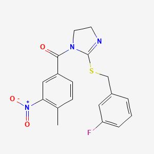 [2-[(3-Fluorophenyl)methylsulfanyl]-4,5-dihydroimidazol-1-yl]-(4-methyl-3-nitrophenyl)methanone