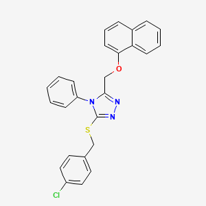 molecular formula C26H20ClN3OS B2703010 {5-[(4-chlorobenzyl)sulfanyl]-4-phenyl-4H-1,2,4-triazol-3-yl}methyl 1-naphthyl ether CAS No. 335218-30-9