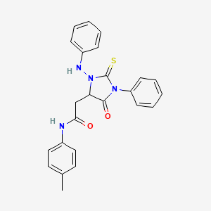 molecular formula C24H22N4O2S B2703019 2-(5-oxo-1-phenyl-3-(phenylamino)-2-thioxoimidazolidin-4-yl)-N-(p-tolyl)acetamide CAS No. 956451-48-2