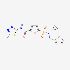 molecular formula C16H16N4O5S2 B2703038 5-(N-cyclopropyl-N-(furan-2-ylmethyl)sulfamoyl)-N-(5-methyl-1,3,4-thiadiazol-2-yl)furan-2-carboxamide CAS No. 1170954-73-0