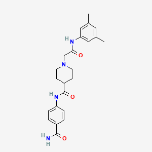 molecular formula C23H28N4O3 B2703064 N-(4-carbamoylphenyl)-1-(2-((3,5-dimethylphenyl)amino)-2-oxoethyl)piperidine-4-carboxamide CAS No. 941928-70-7