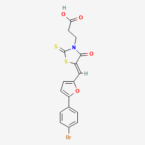 molecular formula C17H12BrNO4S2 B2703066 (Z)-3-(5-((5-(4-bromophenyl)furan-2-yl)methylene)-4-oxo-2-thioxothiazolidin-3-yl)propanoic acid CAS No. 691881-44-4