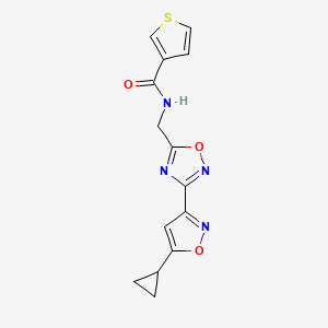 molecular formula C14H12N4O3S B2703068 N-((3-(5-cyclopropylisoxazol-3-yl)-1,2,4-oxadiazol-5-yl)methyl)thiophene-3-carboxamide CAS No. 1903440-66-3