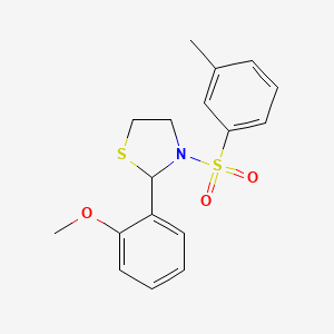 molecular formula C17H19NO3S2 B2703076 2-(2-Methoxyphenyl)-3-(m-tolylsulfonyl)thiazolidine CAS No. 397283-55-5