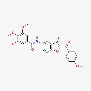 molecular formula C27H25NO7 B2703081 3,4,5-trimethoxy-N-(2-(4-methoxybenzoyl)-3-methylbenzofuran-5-yl)benzamide CAS No. 929413-09-2