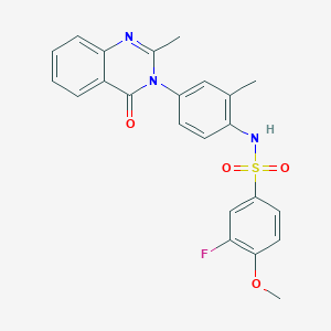 molecular formula C23H20FN3O4S B2703083 3-fluoro-4-methoxy-N-(2-methyl-4-(2-methyl-4-oxoquinazolin-3(4H)-yl)phenyl)benzenesulfonamide CAS No. 898420-91-2