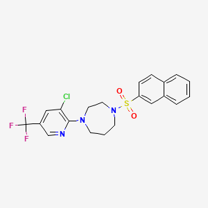 molecular formula C21H19ClF3N3O2S B2703085 1-[3-Chloro-5-(trifluoromethyl)pyridin-2-yl]-4-naphthalen-2-ylsulfonyl-1,4-diazepane CAS No. 1024482-77-6