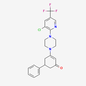 molecular formula C22H21ClF3N3O B2703089 3-{4-[3-Chloro-5-(trifluoromethyl)pyridin-2-yl]piperazin-1-yl}-5-phenylcyclohex-2-en-1-one CAS No. 1023539-10-7