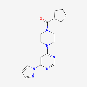 molecular formula C17H22N6O B2703098 (4-(6-(1H-吡唑-1-基)嘧啶-4-基)哌嗪-1-基)(环戊基)甲酮 CAS No. 1207002-10-5