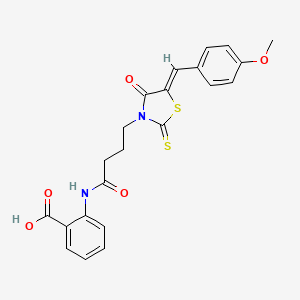 molecular formula C22H20N2O5S2 B2703104 (Z)-2-(4-(5-(4-methoxybenzylidene)-4-oxo-2-thioxothiazolidin-3-yl)butanamido)benzoic acid CAS No. 300378-20-5