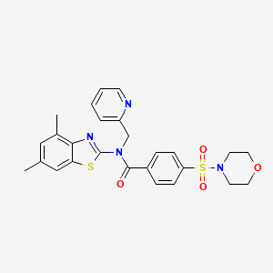 molecular formula C26H26N4O4S2 B2703116 N-(4,6-dimethylbenzo[d]thiazol-2-yl)-4-(morpholinosulfonyl)-N-(pyridin-2-ylmethyl)benzamide CAS No. 922941-26-2