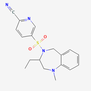 molecular formula C18H20N4O2S B2703126 5-[(3-ethyl-1-methyl-2,3,4,5-tetrahydro-1H-1,4-benzodiazepin-4-yl)sulfonyl]pyridine-2-carbonitrile CAS No. 2093872-96-7