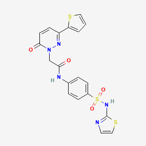 molecular formula C19H15N5O4S3 B2703154 2-(6-氧代-3-(噻吩-2-基)吡啶并[1,6]嗪-1(6H)-基)-N-(4-(N-(噻唑-2-基)磺酰胺基)苯基)乙酰胺 CAS No. 1251560-82-3