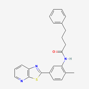 molecular formula C23H21N3OS B2703159 N-(2-methyl-5-(thiazolo[5,4-b]pyridin-2-yl)phenyl)-4-phenylbutanamide CAS No. 863594-04-1