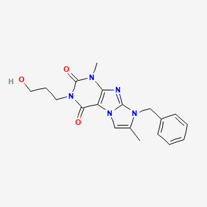 molecular formula C19H21N5O3 B2703161 6-Benzyl-2-(3-hydroxypropyl)-4,7-dimethylpurino[7,8-a]imidazole-1,3-dione CAS No. 896856-57-8