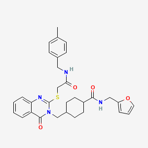 molecular formula C31H34N4O4S B2703172 N-(2-呋喃基甲基)-4-{[2-({2-[(4-甲基苯基)氨基]-2-氧代乙基}硫基)-4-氧代喹唑啉-3(4H)-基]甲基}环己烷甲酰胺 CAS No. 422292-90-8