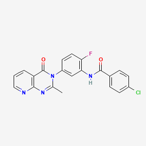 4-chloro-N-[2-fluoro-5-(2-methyl-4-oxopyrido[2,3-d]pyrimidin-3-yl)phenyl]benzamide