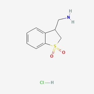 molecular formula C9H12ClNO2S B2703199 (1,1-Dioxo-2,3-dihydro-1-benzothiophen-3-yl)methanamine;hydrochloride CAS No. 2402831-11-0