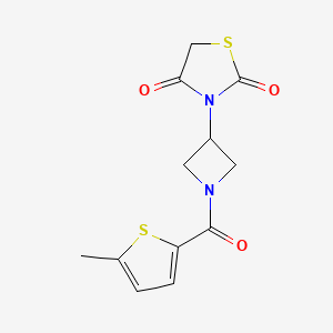 molecular formula C12H12N2O3S2 B2703235 3-(1-(5-甲基硫代噻吩-2-基)甲酰基)吖唑烷-3-基)噻唑烷-2,4-二酮 CAS No. 2034315-31-4