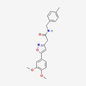 molecular formula C21H22N2O4 B2703238 2-(5-(3,4-dimethoxyphenyl)isoxazol-3-yl)-N-(4-methylbenzyl)acetamide CAS No. 953256-47-8