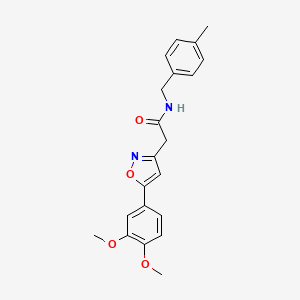 molecular formula C21H22N2O4 B2703238 2-[5-(3,4-dimethoxyphenyl)-1,2-oxazol-3-yl]-N-[(4-methylphenyl)methyl]acetamide CAS No. 953256-47-8