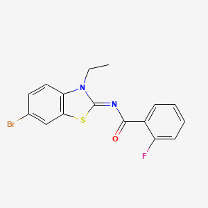N-(6-bromo-3-ethyl-1,3-benzothiazol-2-ylidene)-2-fluorobenzamide