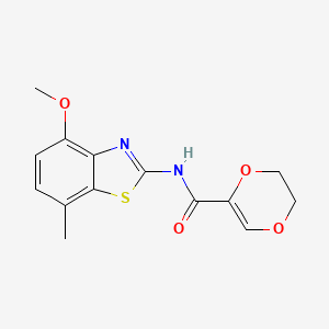 molecular formula C14H14N2O4S B2703254 N-(4-methoxy-7-methyl-1,3-benzothiazol-2-yl)-2,3-dihydro-1,4-dioxine-5-carboxamide CAS No. 862807-62-3