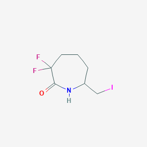 molecular formula C7H10F2INO B2703259 3,3-Difluoro-7-(iodomethyl)azepan-2-one CAS No. 2174002-22-1