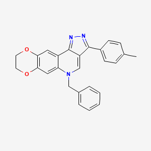 molecular formula C26H21N3O2 B2703267 5-benzyl-3-(4-methylphenyl)-8,9-dihydro-5H-[1,4]dioxino[2,3-g]pyrazolo[4,3-c]quinoline CAS No. 902514-83-4