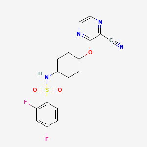 molecular formula C17H16F2N4O3S B2703271 N-((1r,4r)-4-((3-cyanopyrazin-2-yl)oxy)cyclohexyl)-2,4-difluorobenzenesulfonamide CAS No. 2034247-55-5