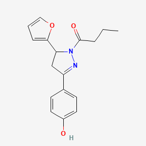 molecular formula C17H18N2O3 B2703290 1-(5-(呋喃-2-基)-3-(4-羟基苯基)-4,5-二氢-1H-吡唑-1-基)丁酮 CAS No. 941898-23-3