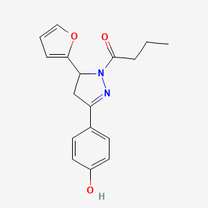 1-(5-(furan-2-yl)-3-(4-hydroxyphenyl)-4,5-dihydro-1H-pyrazol-1-yl)butan-1-one