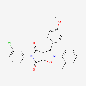 molecular formula C25H21ClN2O4 B2703296 5-(3-chlorophenyl)-3-(4-methoxyphenyl)-2-(o-tolyl)dihydro-2H-pyrrolo[3,4-d]isoxazole-4,6(5H,6aH)-dione CAS No. 1005081-96-8