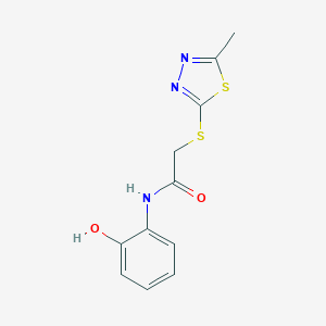 molecular formula C11H11N3O2S2 B270331 N-(2-hydroxyphenyl)-2-[(5-methyl-1,3,4-thiadiazol-2-yl)sulfanyl]acetamide 