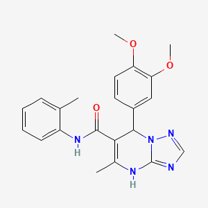molecular formula C22H23N5O3 B2703312 7-(3,4-dimethoxyphenyl)-5-methyl-N-(2-methylphenyl)-4,7-dihydro[1,2,4]triazolo[1,5-a]pyrimidine-6-carboxamide CAS No. 727391-36-8