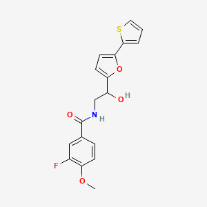 3-Fluoro-N-[2-hydroxy-2-(5-thiophen-2-ylfuran-2-yl)ethyl]-4-methoxybenzamide