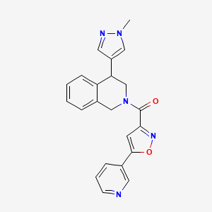 molecular formula C22H19N5O2 B2703322 (4-(1-methyl-1H-pyrazol-4-yl)-3,4-dihydroisoquinolin-2(1H)-yl)(5-(pyridin-3-yl)isoxazol-3-yl)methanone CAS No. 2034566-80-6