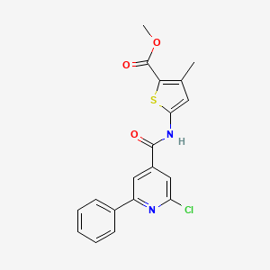 molecular formula C19H15ClN2O3S B2703330 Methyl 5-[(2-chloro-6-phenylpyridine-4-carbonyl)amino]-3-methylthiophene-2-carboxylate CAS No. 2411278-41-4