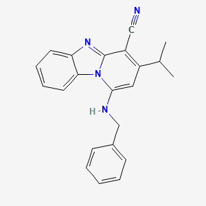 molecular formula C22H20N4 B2703334 1-(Benzylamino)-3-(propan-2-yl)pyrido[1,2-a]benzimidazole-4-carbonitrile CAS No. 611197-67-2
